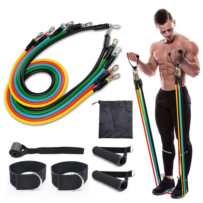 11PCS Resistance Bands Set Exercise Bands Legs Ankle Straps for Resistance Training