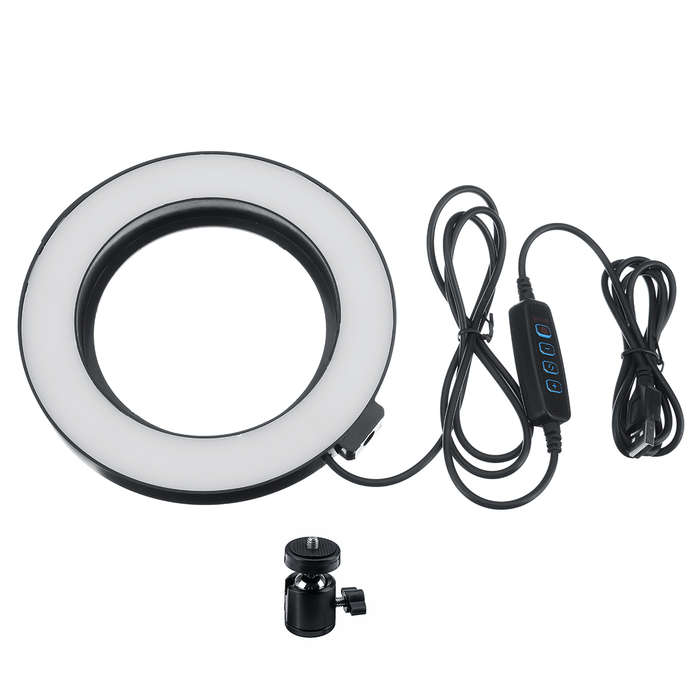 16cm 3200K-5500K Dimmable LED Fill Light Photography Ring Light with Phone Clip