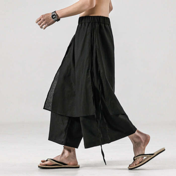4XL - Men's Harem Pants Loose Soft Breathable Asymmetric Skirt Trousers Punk Dress Pants Hiking Trav