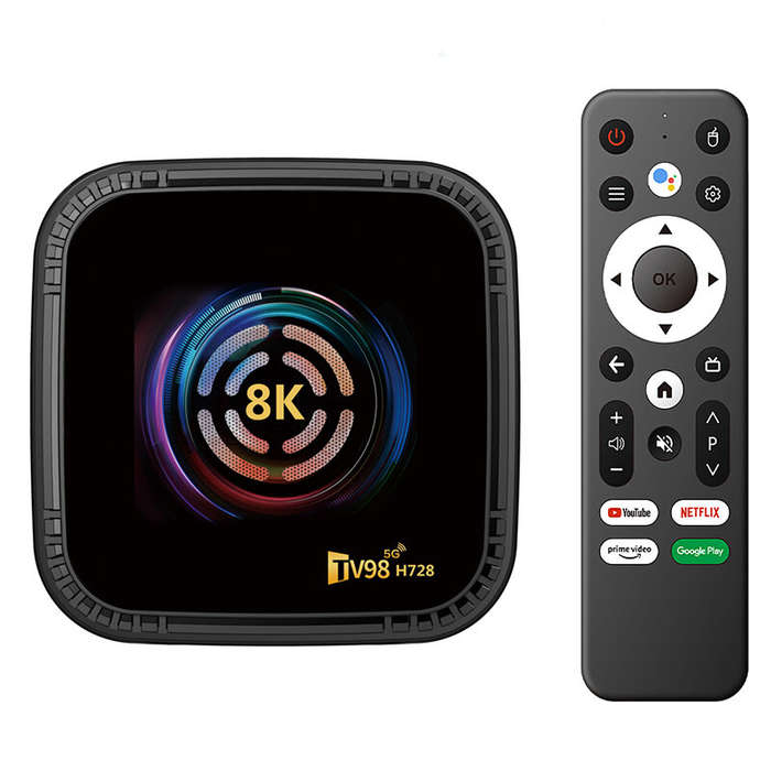 UK Plug - TV98 H728 8K UHD Android 14.0 TV Box HDR10+ 4GB RAM 64GB Storage Allwinner H728 Octa-Core