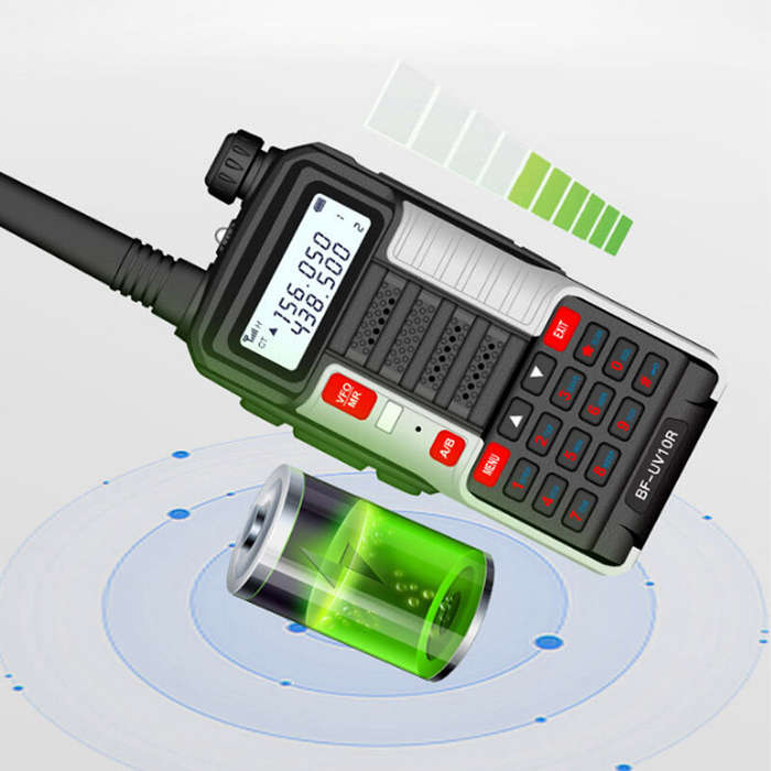 US Plug - BAOFENG BF-UV10R Plus 10W 4800mAh UV Dual Band Two-way Handheld Radio Black Walkie Talkie