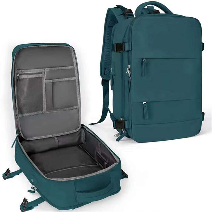 Blue - 40*25*20cm Waterproof Nylon Travel Backpack 180 Open Design Laptop Clothing Shoes Compartment