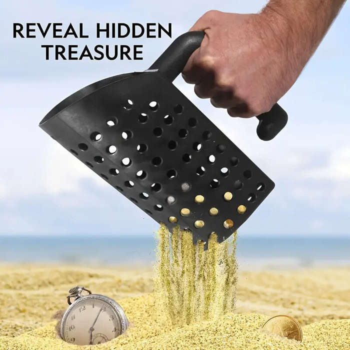 Black - Sand-Seeking Tool Set Hourglass & Shovel Plastic Metal Detector Sand Scoop Shovel Set Beach