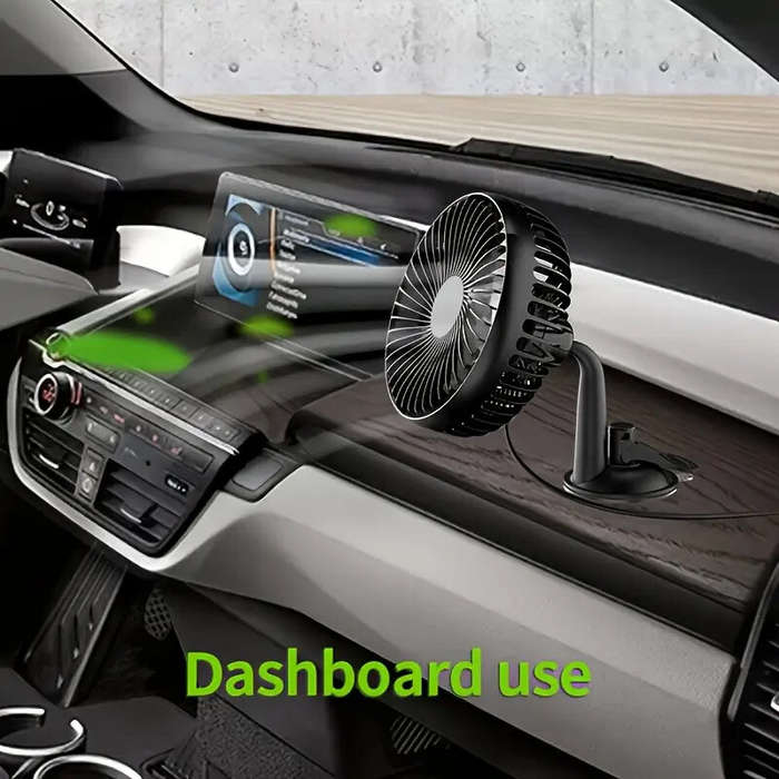 Black - 12V/24V 360 Rotation Car Cooling Fan 3Speed Single Head Electric Car Cooler Sucker Air Circu