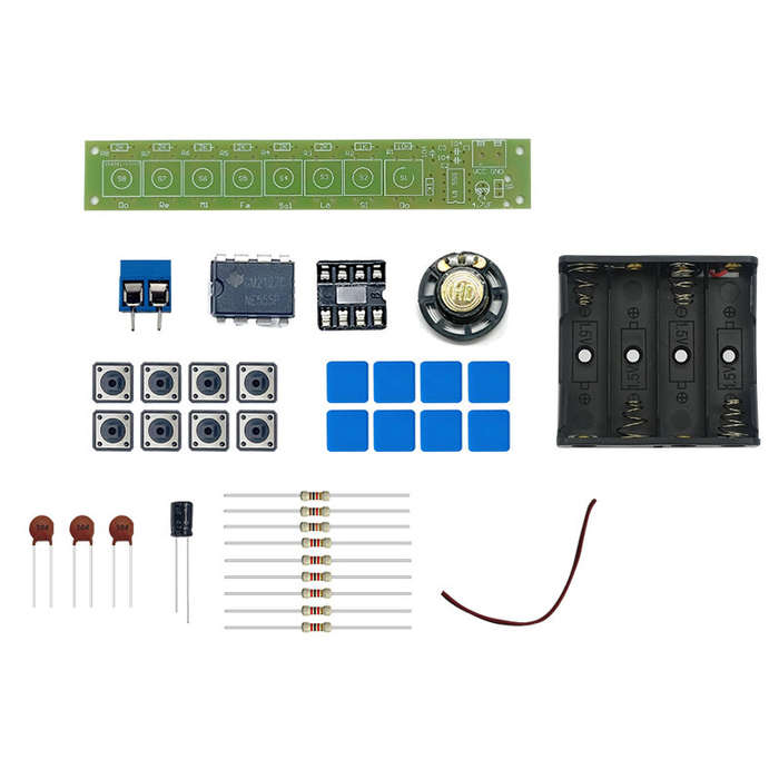 DIY Kit - NE555 Electronic Piano Kit DIY Music Keyboard 8 Keys Easy Assembly 6V DC Power Supply Perf