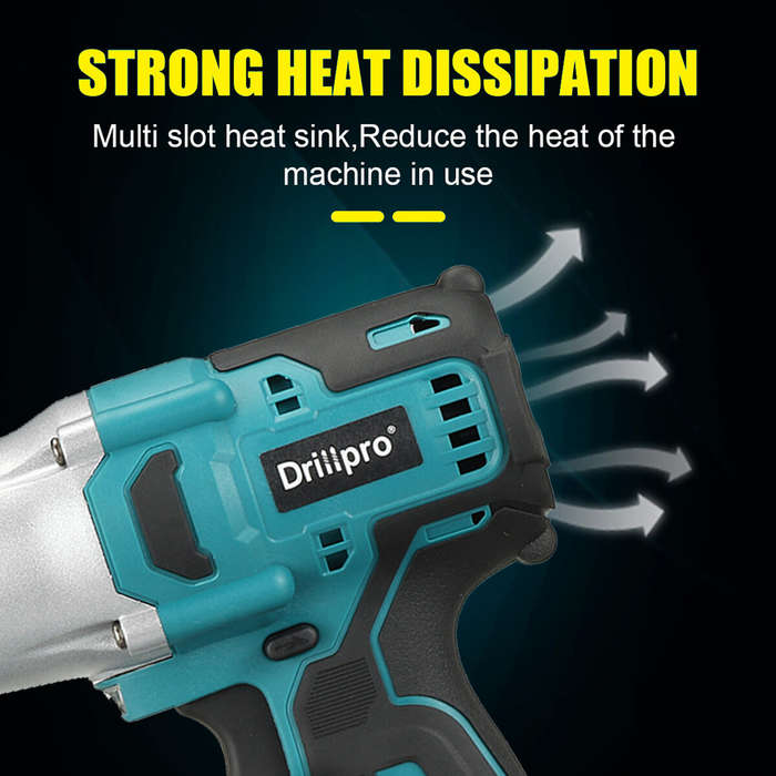 Yellow - Drillpro 18V 600N.M High Torque Brushless Electric Impact Wrench Without Battery