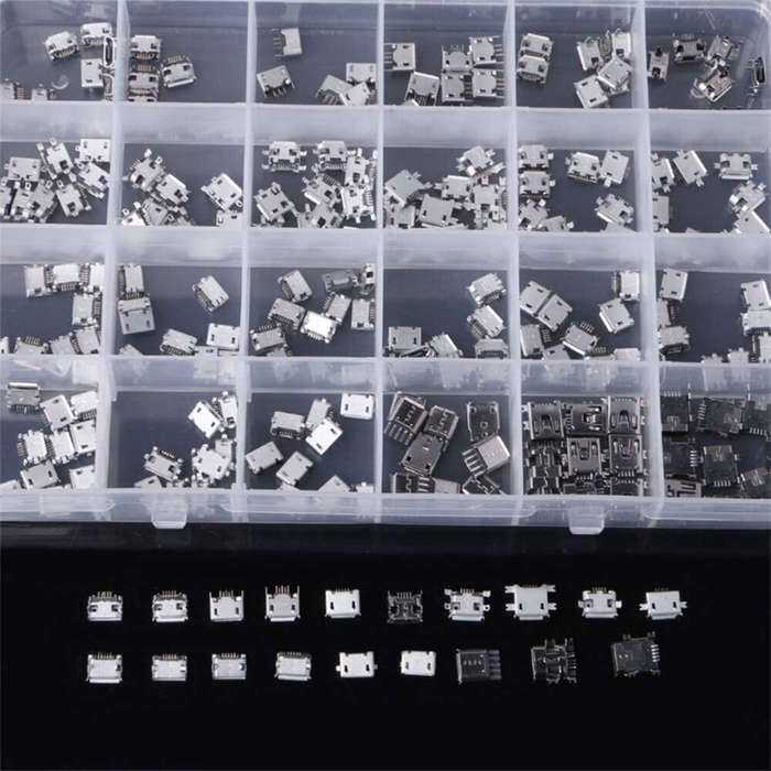 Micro USB - 240PCS 24 Models Micro USB Connector Socket Jack USB Connectors USB Female Box Set for M