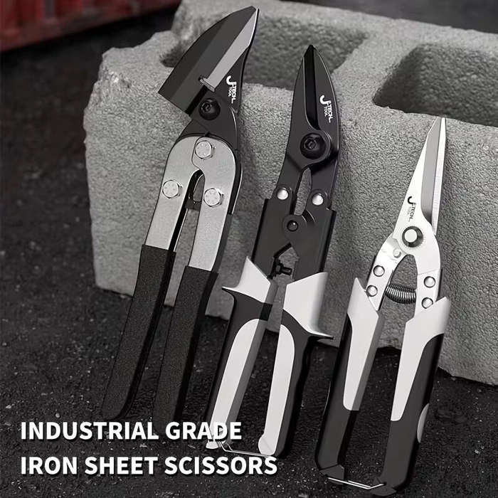 Right Cut Shear - Industrial Chrome Vanadium Steel Aviation Snips 250mm Bent/Straight Head Non-Slip