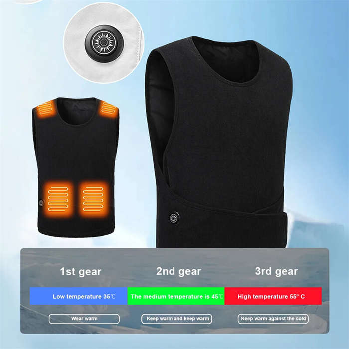 M/L/XL/2XL/3XL - TENGOO HZB-11 11 Areas Heated Vest Men Women USB Electric Self Heating Vest with Ad