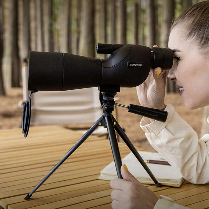 Black - IPRee 25-75x60 HD Spotting Scope Powerful Monocular Zoom Telescope BAK7 Prism Waterproof for