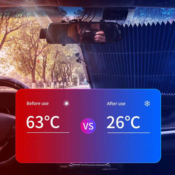 70cm - Car Front Windshield Sunshade Curtain Summer Heat Insulation Retractable Front Rear Window Su