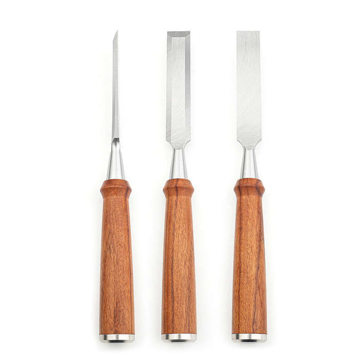 A - 20mm Piercing Shank Woodworking Chisel Chrome Vanadium Steel African Rosewood Handle Flat Chisel