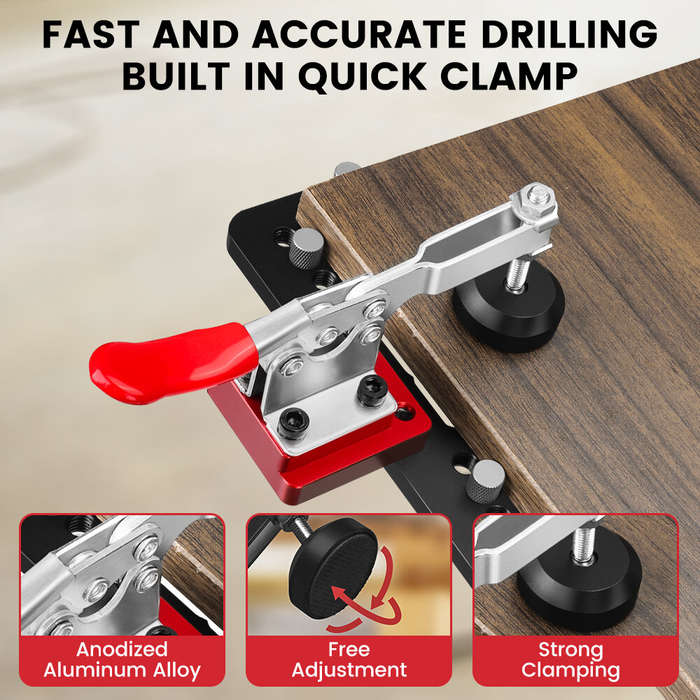 #B - ENJOYWOOD Aluminum Alloy 35MM Hinge Boring Hole Drill Guide Hinge Jig with Clamp For Woodworkin