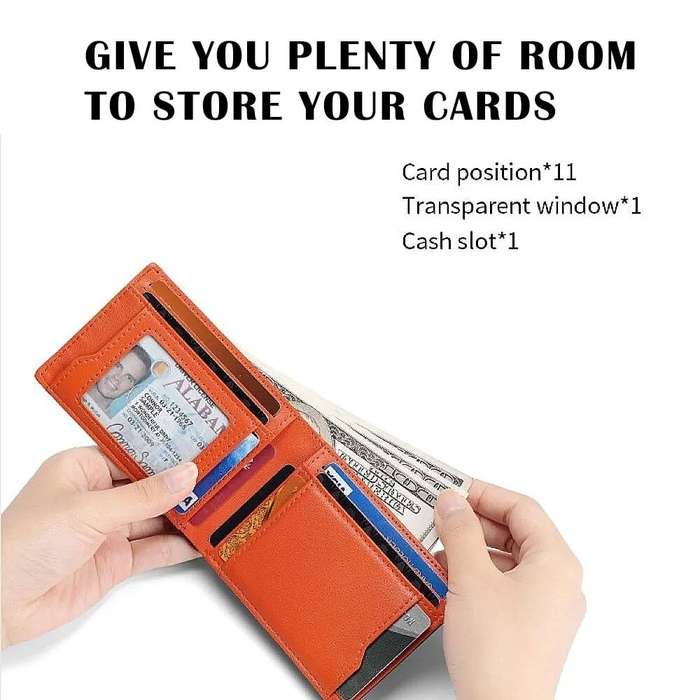 Black - Ekphero Men's Slim Genuine Leather Wallet RFID Blocking Minimalist Credit Card Holder Bifold