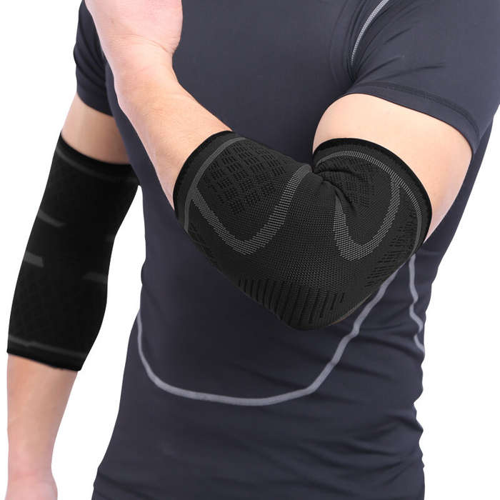 L - AOLIKES 1PCS Elbow Support Elastic Gym Sport Elbow Protective Pad Absorb Sweat Sports Basketball