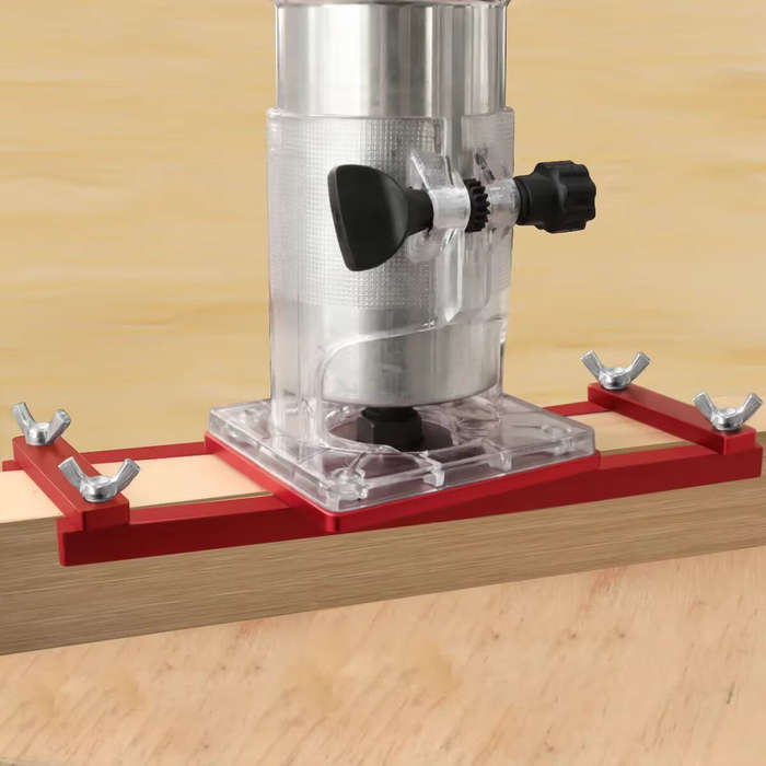 Red - 2 in 1 Invisible Fastener Slotting Bracket Woodworking Router Base Mortising Jig for Electric