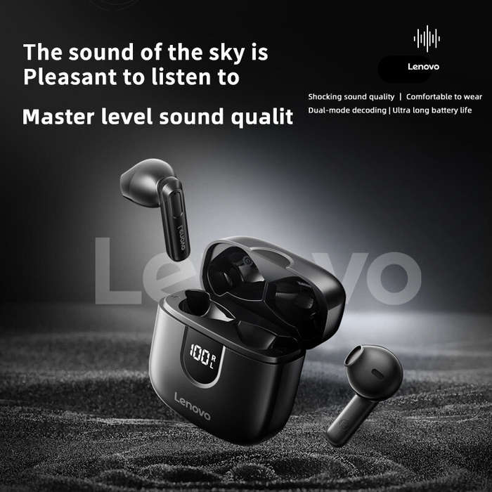 White - Lenovo EA120 TWS Headset LED Digital Display Wireless bluetooth 5.4 Earphone HiFi Panoramic