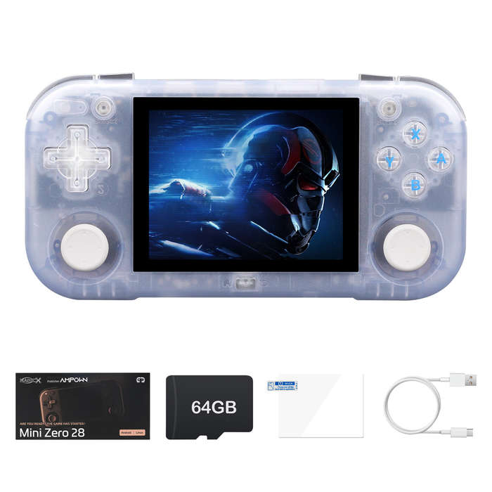 Black - AMPOWN MINI ZERO 28 64G Retro Handheld Gaming Console 2.8 Inch IPS Android System Built-in 1