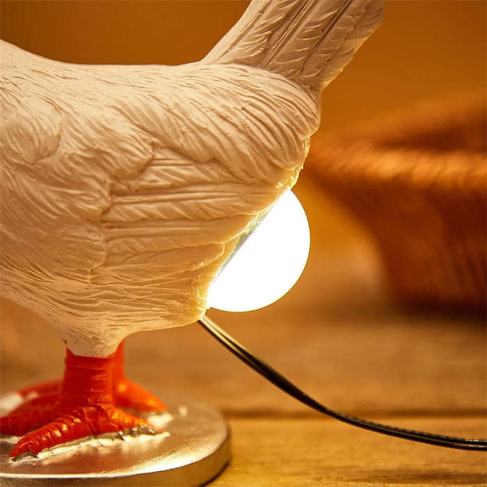 #01 - Chicken Egg Lamp Funny Chicken lamp with Egg in Butt LED Chicken Night Lights with USB Resin W