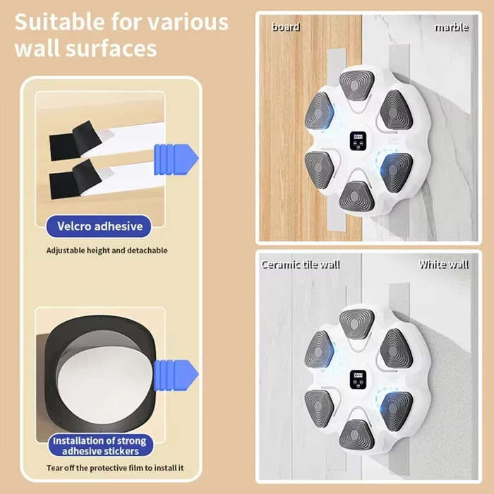 Black - KALOAD Musical Boxing Sandbag Wall-mounted 6 Targets Smart LED Luminous Boxing Machine Adult