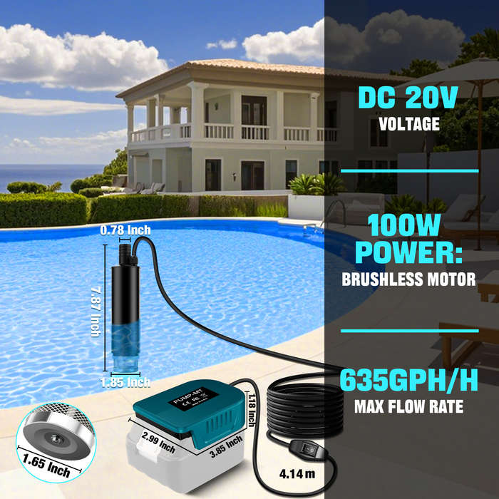 Black - Portable Water Transfer Pump 100W Brushless Motor for Makita Battery 635GPH 20V Cordless Gar