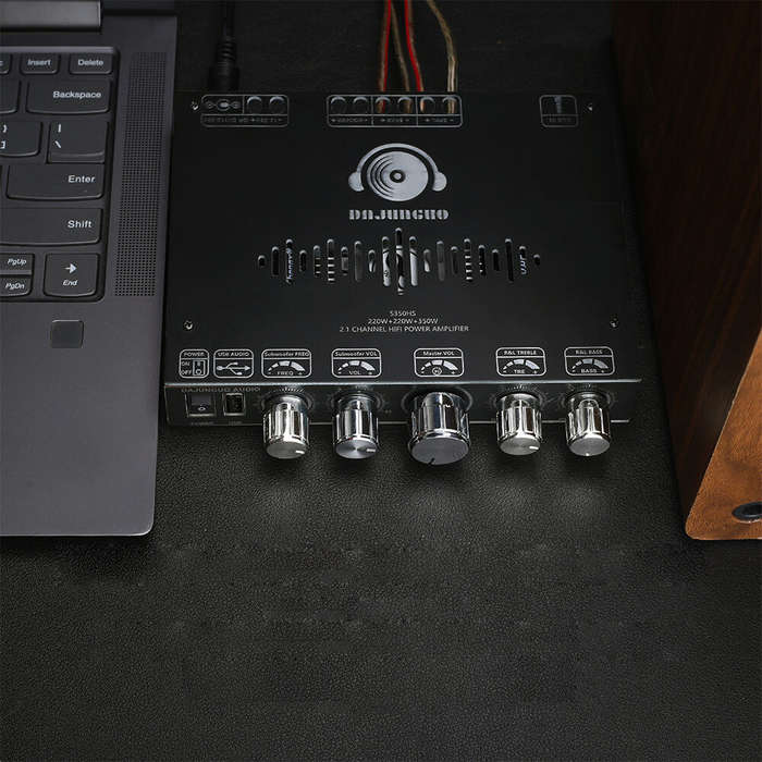 Black - S350HS 2.1 Channel Power Amplifier 220W+220W+350W bluetooth 5.1 AUX USB Dual TPA3251 High Su