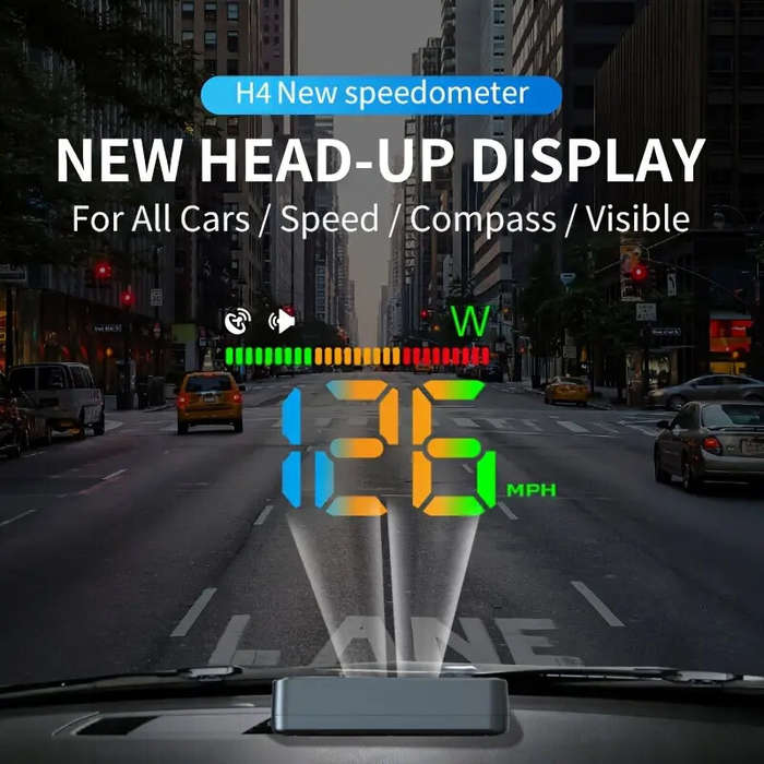 Black - Car HUD Head-up Display GPS Multi-function Speedometer HD Instrument Display Over-speed Warn