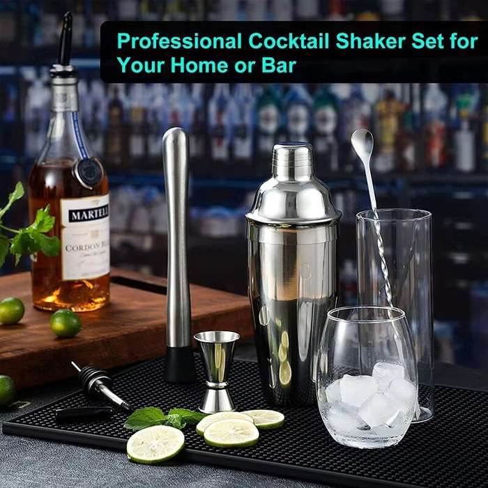 6pcs - 6PCS Stainless Steel Cocktail Shaker Set Professional Martini Drink Mixer Tool Set for Home B