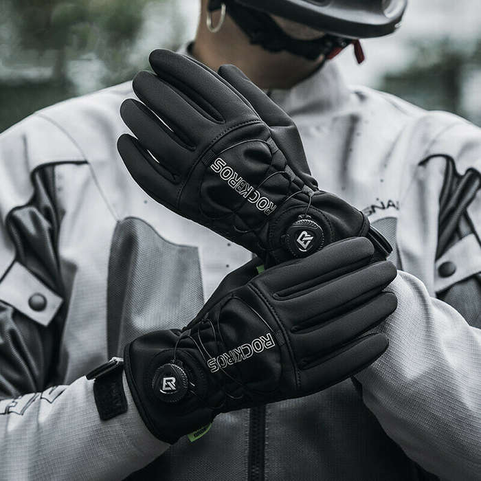 XL - ROCKBROS Warm Bike Gloves Touch Screen Windproof Anti-slip Thermal Bicycle Gloves for Winter Ou