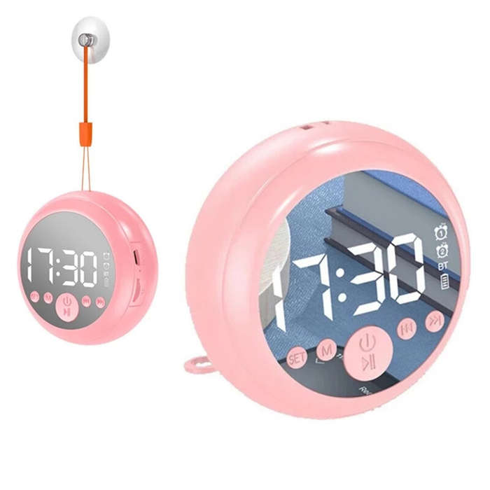 Bakeey Z2 bluetooth 5.0 Speaker Mirror Dual Alarm Clock HIFI Stereo Mini Round Shape Subwoofer Suppo