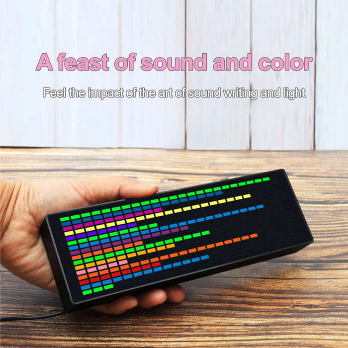 Black - Dynamic LED Music Spectrum Clock Picking Lamp Voice Control Wire Control LED Music Spectrum