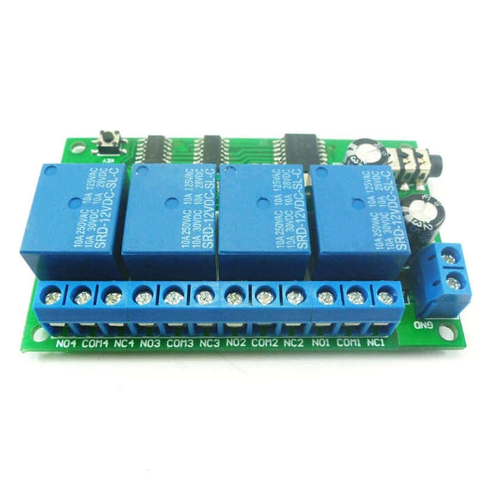 Board+Cable - AD22B04 MT8870 4 Channel Relay DTMF Tone Signal Decoder Remote Control Relay Module 12