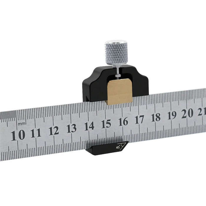 Silver - Combination Square Adjustable Steel Ruler Positioning Block 45 or 90 Degree Marking Gauge L