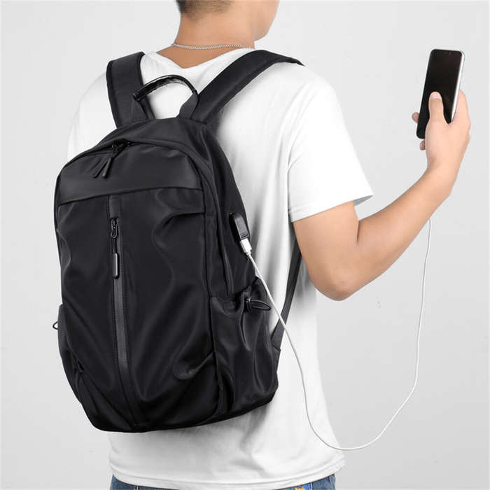 Black - 19'' Portable Waterproof Men's Backpack with USB Port Lightweight Large Capacity Outdoor Tra
