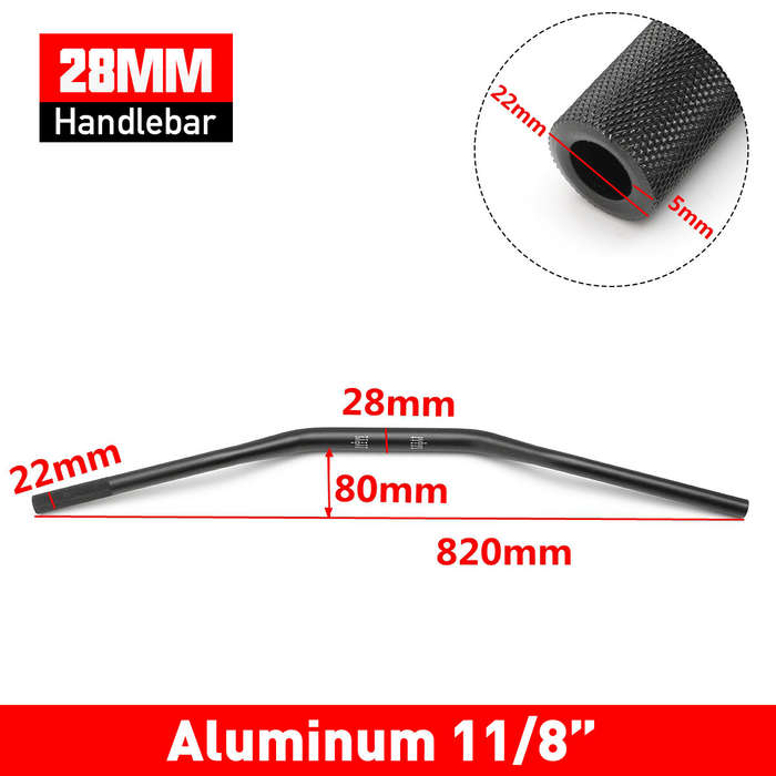 Black - Motorcycle Handlebar 28mm 1 1/8inch Handle Fat Bar Wide for Dirt Pit Bike ATV Quad Motocross