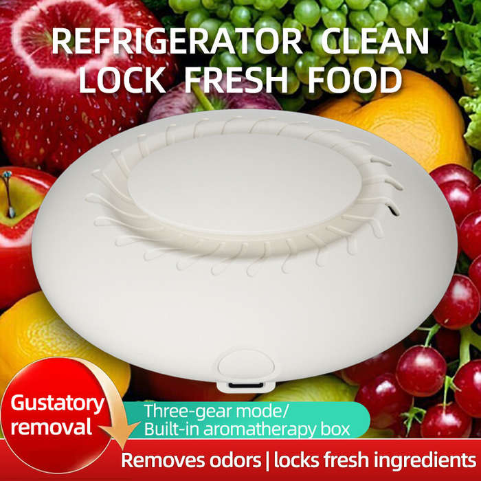 Beige - Household Refrigerator Deodorizing Sterilizing Air Purifier 18650mAh 3 Mode Adjustment Intel
