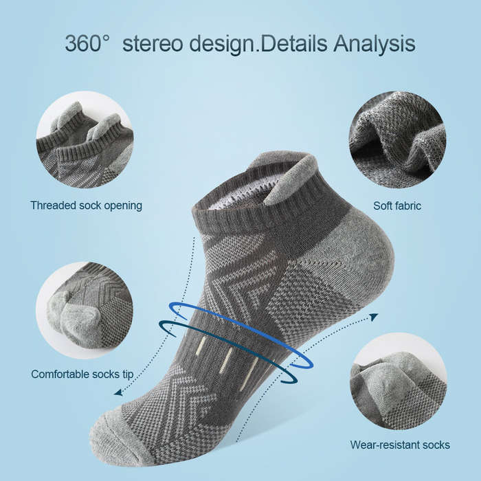 White - 6 Pairs Mens Athletic Ankle Socks Running Cycling Sport Socks Moisture Wicking Cushion High