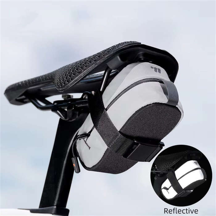Grey - WEST BIKING 0.4L Reflective Bicycle Saddle Bag Mini Lightweight Portable Zipper Bike Bag Tail
