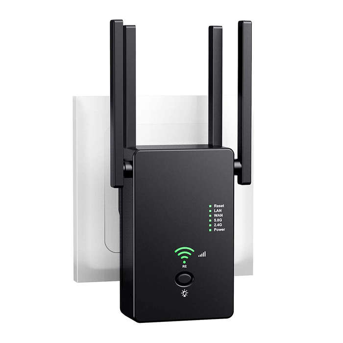 white - 1200M Dual Band Wireless AP Repeater 2.4GHz 5.8GHz Router Range Extender WiFi Amplifier Sign