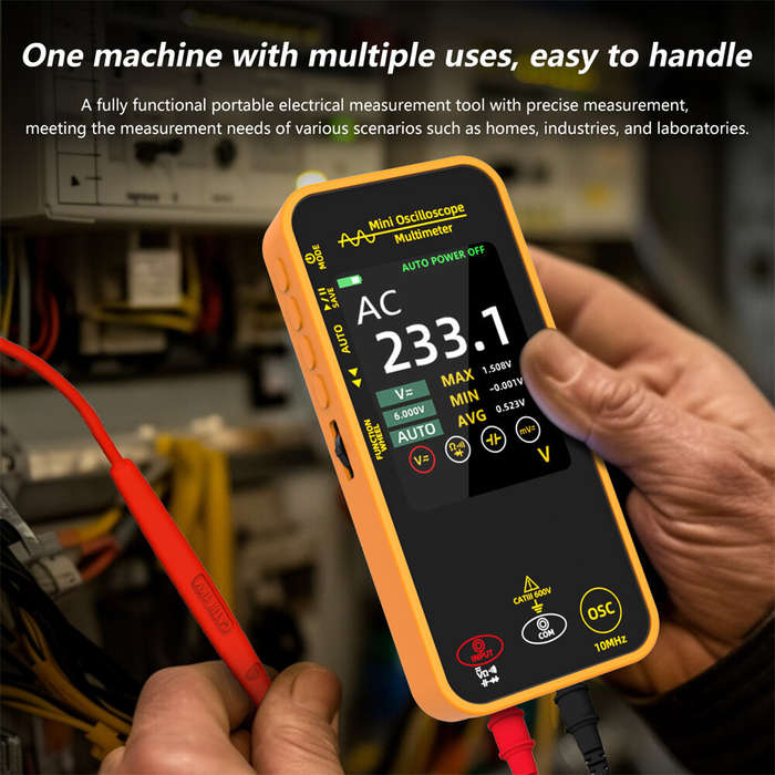 Yellow - BSIDE OS1 Mini Oscilloscope Multimeter 10MHz Bandwidth 48MSa/s Sampling Rate 1000V DC Volta