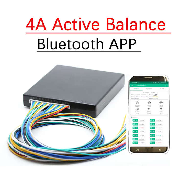 Black - Smart 4A Active Balancer 1mv 4A DC25-100V 2S to 24S Lithium Lifepo4 LTO Battery Equalizer Bl