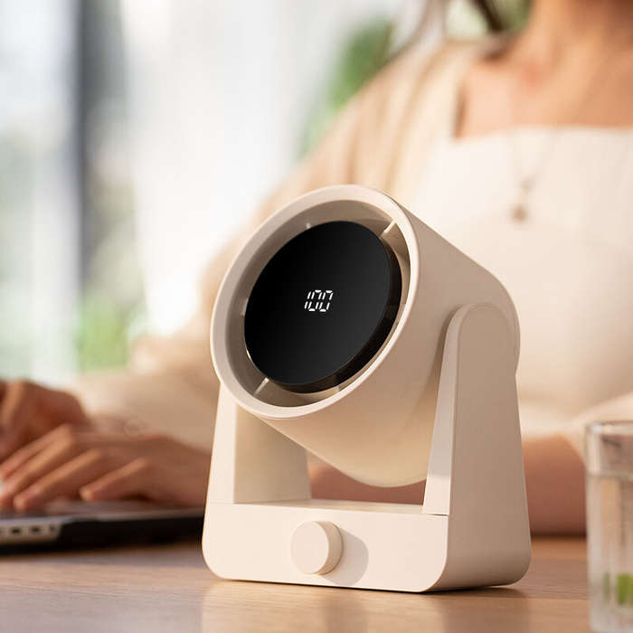 White - 100 Speed Digital Display Electric Fan High Power Wind Desktop Up and Down Adjustable Fan Pu