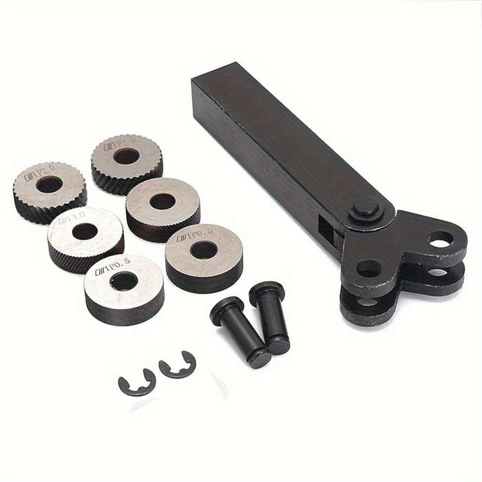 7PCS - 7pcs Steel Dual Wheel Knurling Tool Set with Diagonal Linear Knurl Wheel 0.5/1/2mm Pitch