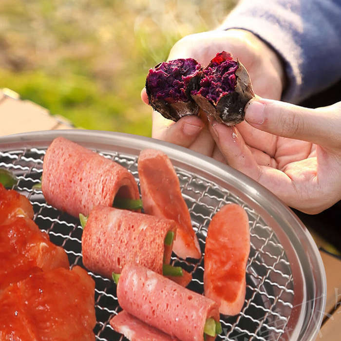 Black - IPRee Portable BBQ Charcoal Grill Stainless Steel Mini Outdoor Camping With Wire Mesh Grill