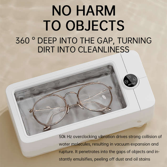 White - 580mL High Frequency Household Ultrasonic Cleaning Machine for Glasses Braces Watch Dentures