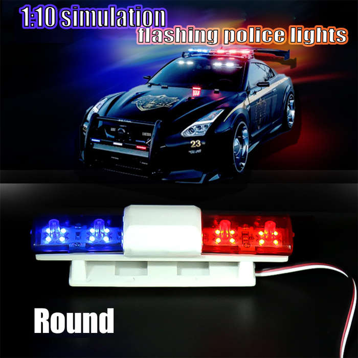 Round Shape - RC Car Parts LED Police Flash Light Alarming for 1/10 HSP Kyosho Tamiya Axial SCX10 D9