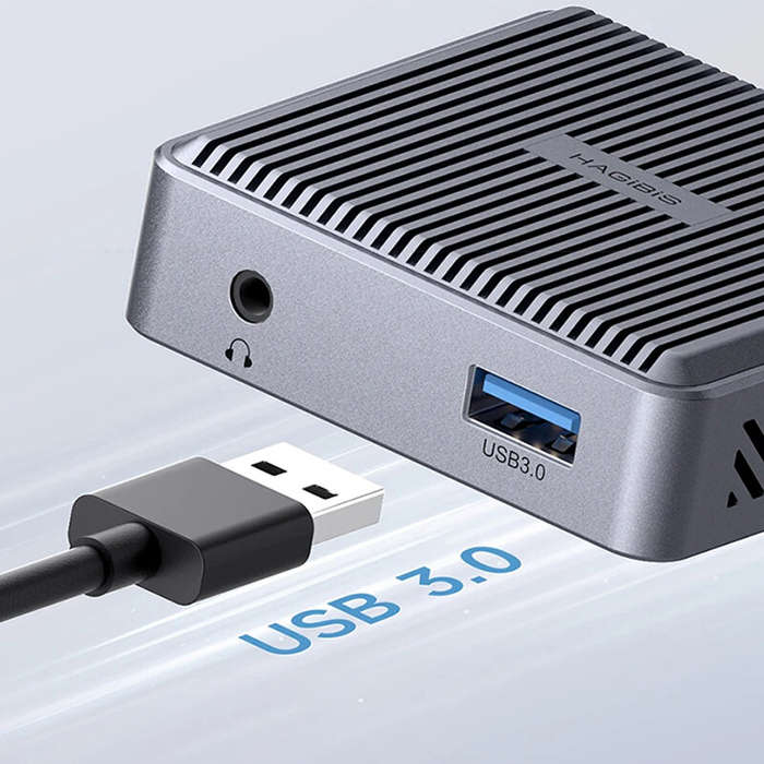 Grey - Hagibis THB03 4K HD-Compatible Video Capture Card Loop Out for Game Recording Live Streaming