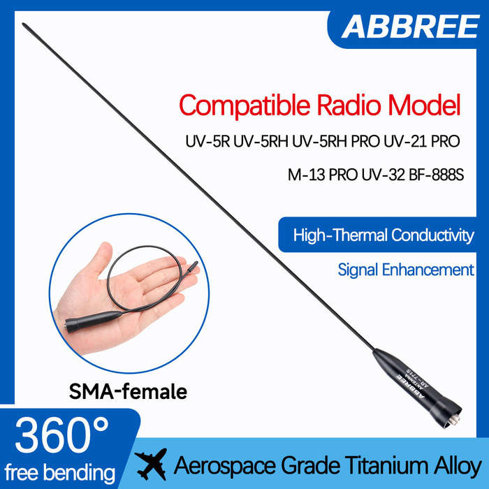 1 Pcs - ABBREE AR-771S SMA Female Universal Soft Antenna For Baofeng UV5R UV5RH BF888S Quansheng