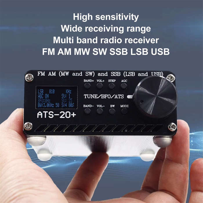 Black - ATS 20+ Si4732 Radio Receiver High Sensitivity Portable Small World Band Digital Receiver fo