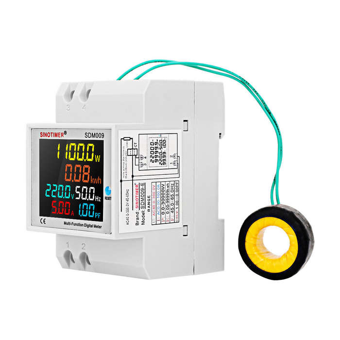 External CT - SINOTIMER SDM009 AC40-300V Rail Single-phase Digital Voltage Current Frequency Power F